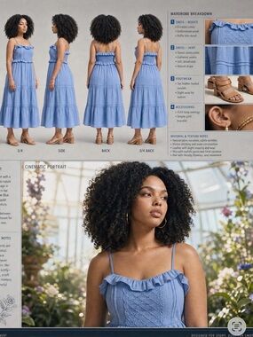 Macy's Powder Blue Smocked Ruffle Tiered Maxi Dress